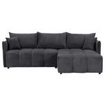 ECKSOFA Anthrazit Plüsch Zierkissen, Rückenkissen, Bettkasten, Schlaffunktion, Rücken echt, Liegefläche im Originalstoff  - Anthrazit/Schwarz, KONVENTIONELL, Kunststoff/Textil (253/192cm) - Carryhome
