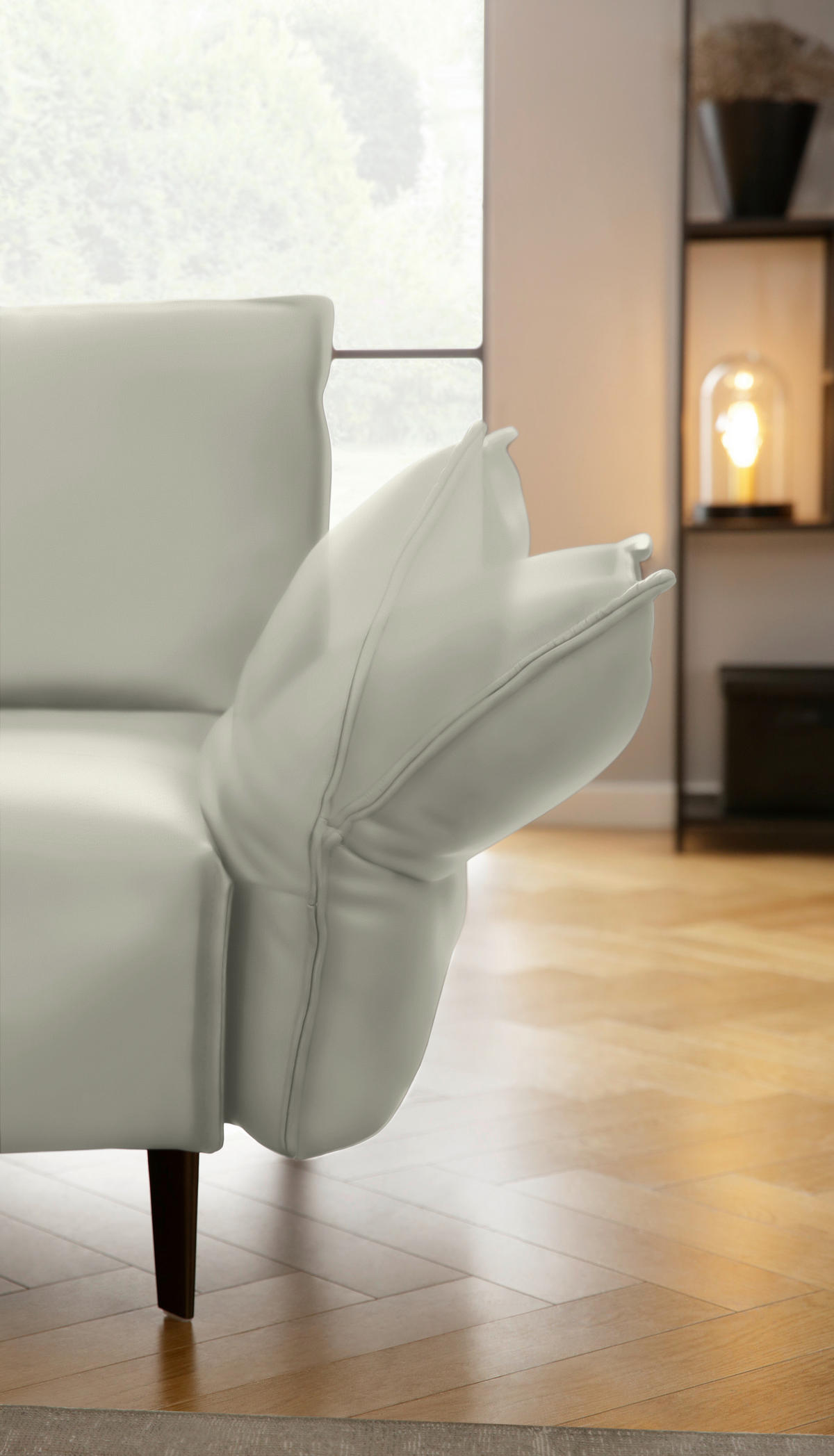 ECKSOFA in Echtleder Weiss  - Weiss/Schwarz, Design, Leder/Metall (272/340cm) - W.Schillig