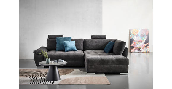 ECKSOFA in Webstoff Schwarz, Petrol  - Chromfarben/Anthrazit, Design, Kunststoff/Textil (276/212cm) - Carryhome