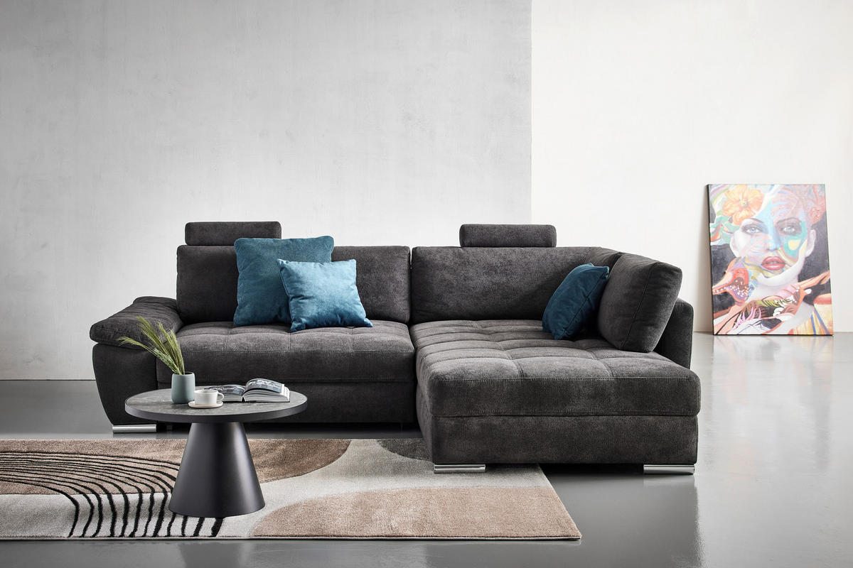 ROHOVÁ SEDAČKA, textil, černá, petrolej - petrolej/černá, Design, textil/plast (276/212cm) - Carryhome
