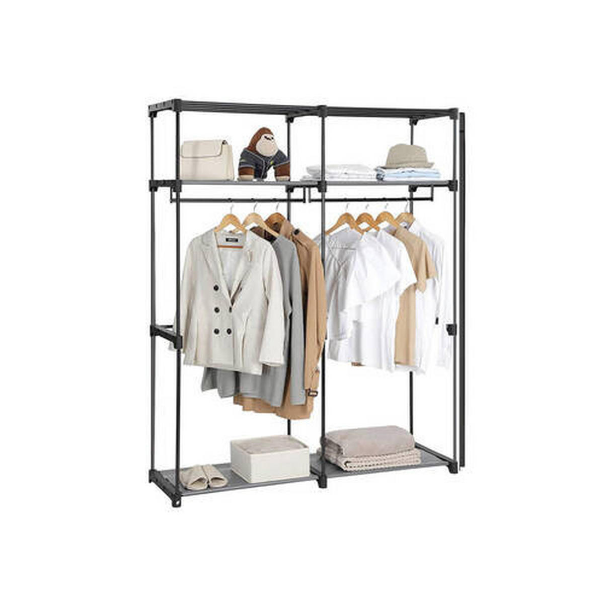 STOFFSCHRANK Schwarz  - Schwarz, Trend, Textil/Metall (140/174/43cm) - Boxxx