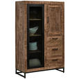HIGHBOARD Naturfarben, Hellbraun  90/142/40 cm  - Hellbraun/Schwarz, Design, Glas/Holz (90/142/40cm) - Carryhome