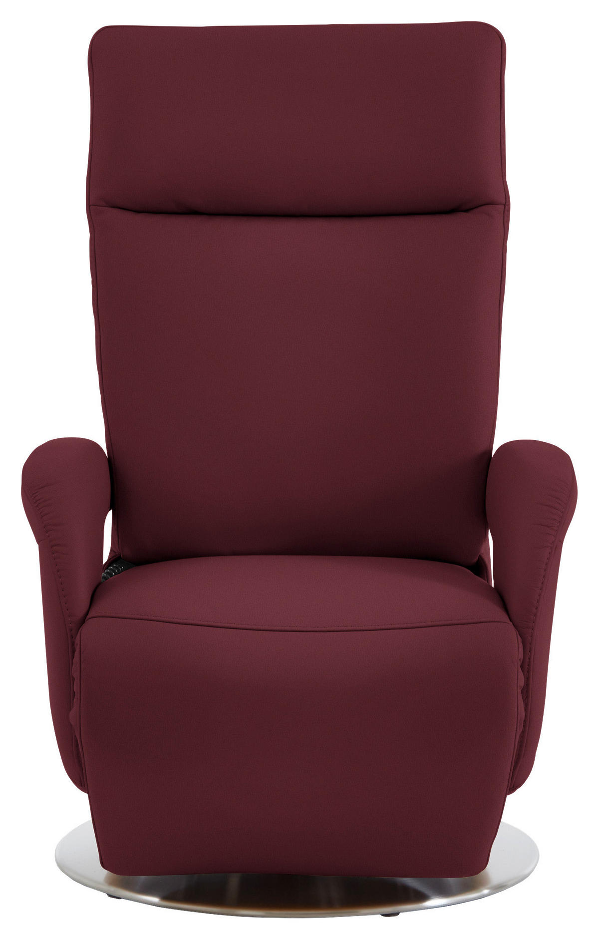 RELAXSESSEL in Leder Weinrot  - Edelstahlfarben/Weinrot, Design, Leder/Metall (70/108/80cm) - Cantus