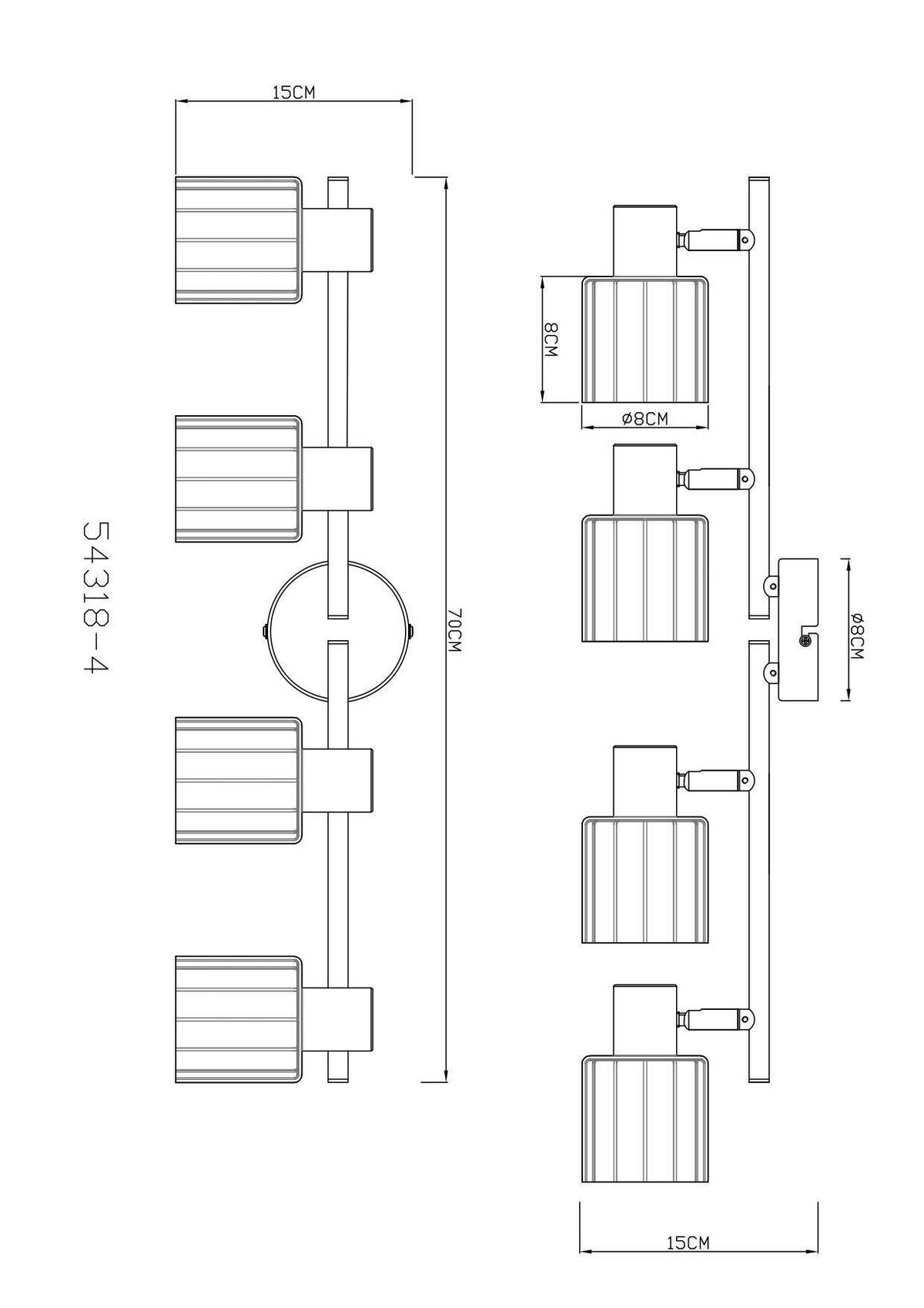 STRAHLER Walton 70/8/15 cm  - Klar/Chromfarben, Design, Glas/Metall (70/8/15cm) - Globo