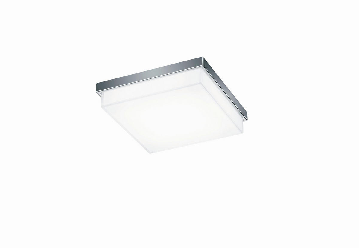 LED-DECKENLEUCHTE 21/21/6 cm   - Chromfarben, Design, Glas/Metall (21/21/6cm) - Helestra