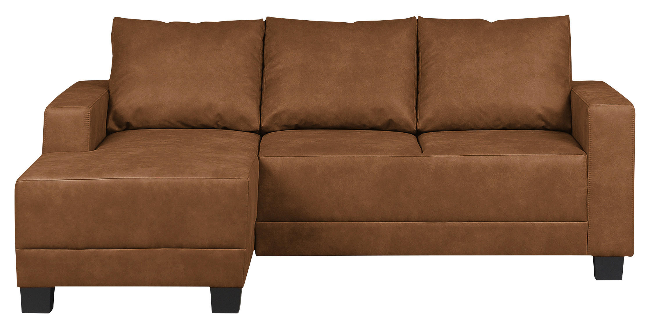 ECKSOFA Cognac Mikrofaser  - Cognac/Braun, Design, Holz/Textil (144/200cm) - MID.YOU