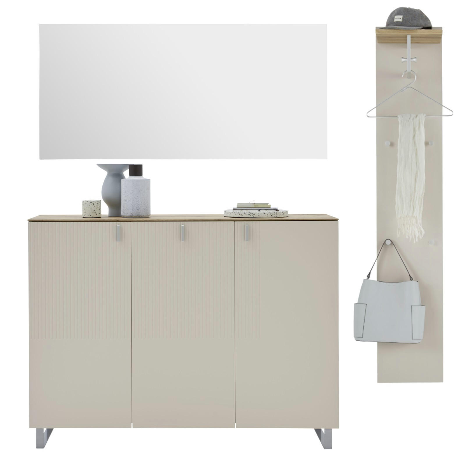 GARDEROBE 3-teilig in 190/192/36 cm - Sandfarben/Eichefarben, Design, Holz/Holzwerkstoff (190/192/36cm) - Dieter Knoll