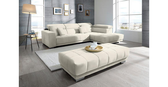 ECKSOFA in Mikrofaser Weiß  - Chromfarben/Weiß, Design, Textil/Metall (301/207cm) - Xora