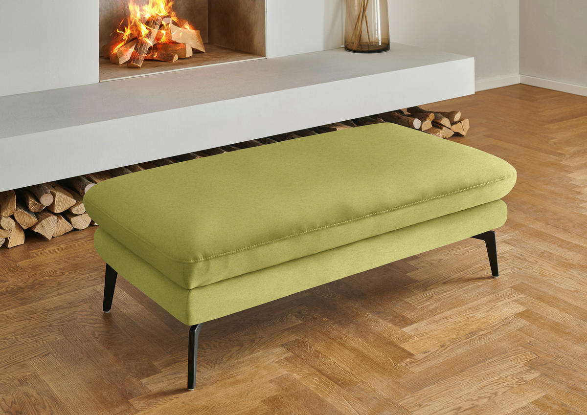 WOHNLANDSCHAFT  in Chenille, Flachgewebe Hellgrün  - Schwarz/Hellgrün, Design, Textil/Metall (208/344/180cm) - Dieter Knoll