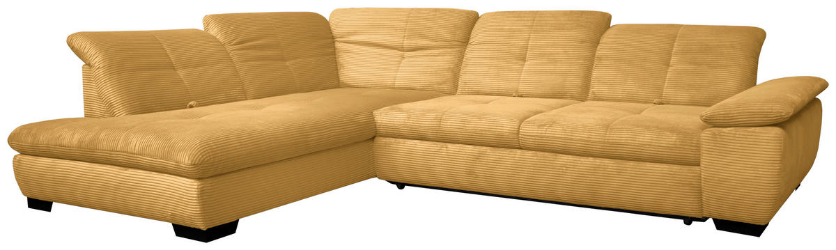 ECKSOFA in Cord Currygelb  - Currygelb/Schwarz, Design, Textil/Metall (242/313cm) - Xora