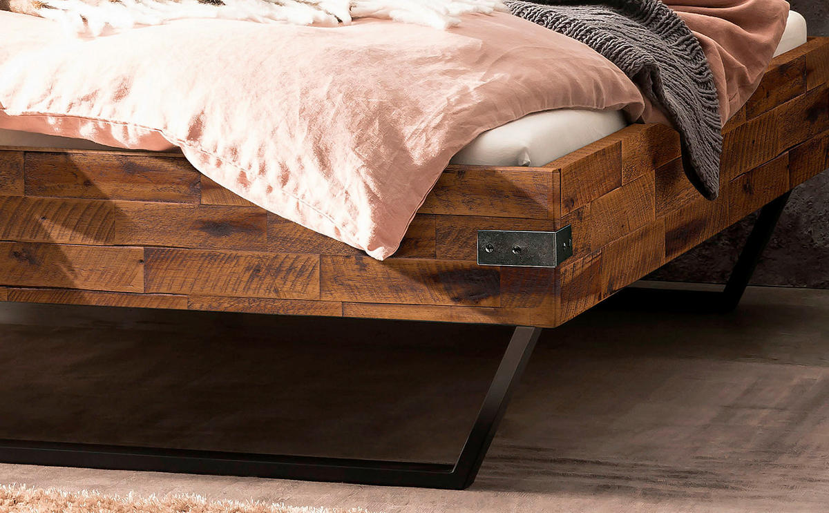 BETT 160/200 cm  in Anthrazit, Braun, Akaziefarben  - Anthrazit/Braun, Design, Holz/Metall (160/200cm) - Hasena