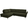 ECKSOFA in Struktur Olivgrün  - Schwarz/Olivgrün, Natur, Textil/Metall (233/288cm) - Valnatura