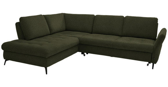 ECKSOFA in Struktur Olivgrün  - Schwarz/Olivgrün, Natur, Textil/Metall (233/288cm) - Valnatura