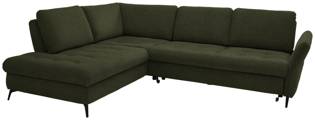 ECKSOFA in Struktur Olivgrün  - Schwarz/Olivgrün, Natur, Textil/Metall (233/288cm) - Valnatura