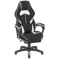 GAMINGSTOL  i läderimitation, mikrofiber, nonwoven svart, vit  - vit/svart, Design, metall/textil (65/114/67cm) - Novel