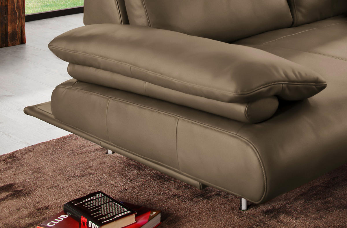 ECKSOFA in Echtleder Braun  - Schwarz/Braun, Design, Leder/Metall (305/231cm) - Dieter Knoll