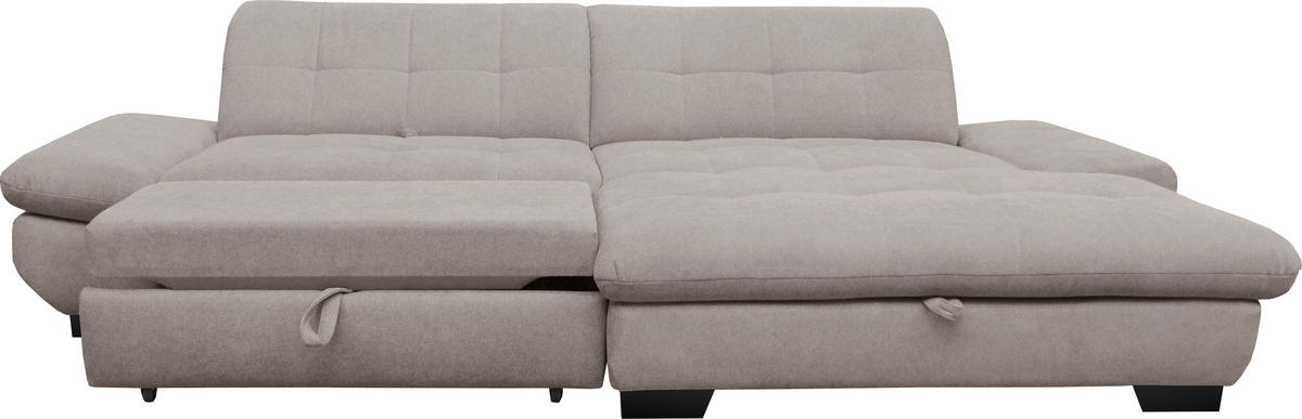 ECKSOFA in Mikrofaser Hellgrau  - Hellgrau/Schwarz, Design, Textil/Metall (290/198cm) - Xora