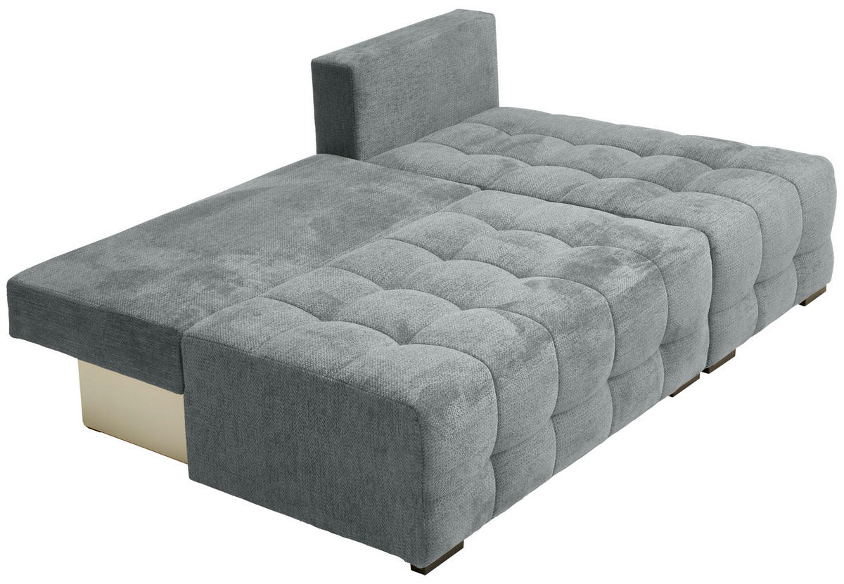ECKSOFA in Chenille Grau  - Schwarz/Grau, MODERN, Kunststoff/Textil (204/145cm) - home24