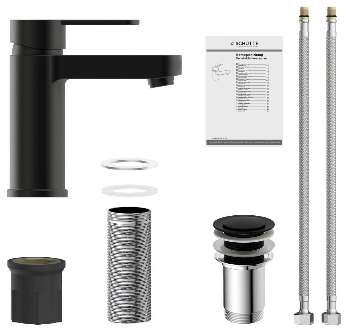 WASCHTISCHARMATUR 34216  - Schwarz, Basics, Metall (5,5/15,9/15,7cm) - Schütte