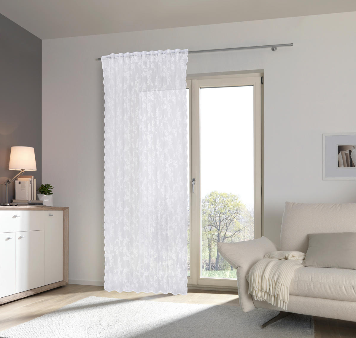 FERTIGVORHANG  halbtransparent   140/245 cm  - Weiß, LIFESTYLE, Textil (140/245cm) - Esposa