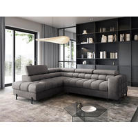 ECKSOFA FERUCCE in Chenille Grau  200/276 cm  - Schwarz/Grau, Design, Textil/Metall (200/276cm) - MID.YOU