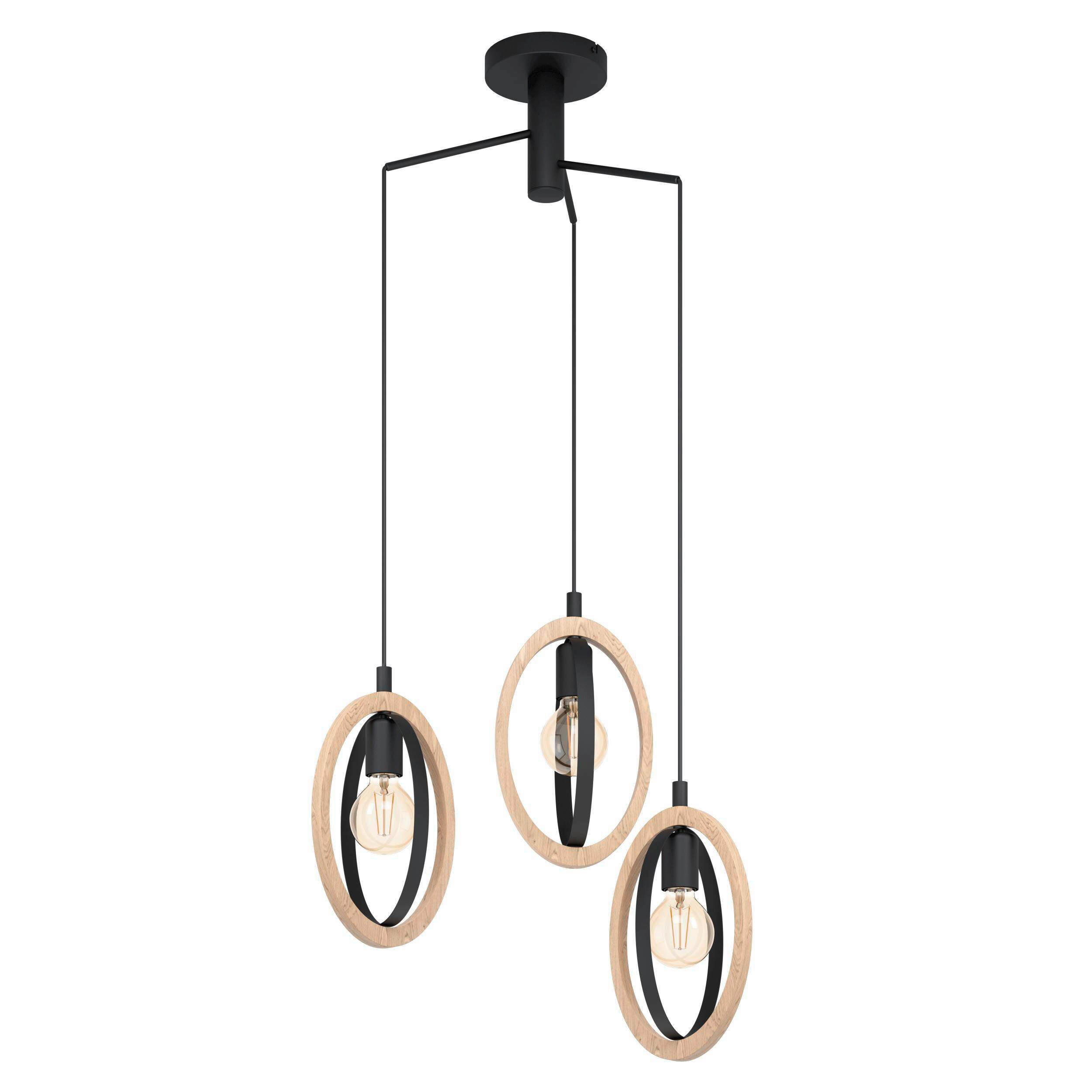 HÄNGLAMPA 130 cm  - svart/naturfärgad, Basics, metall/trä (130cm) - Eglo
