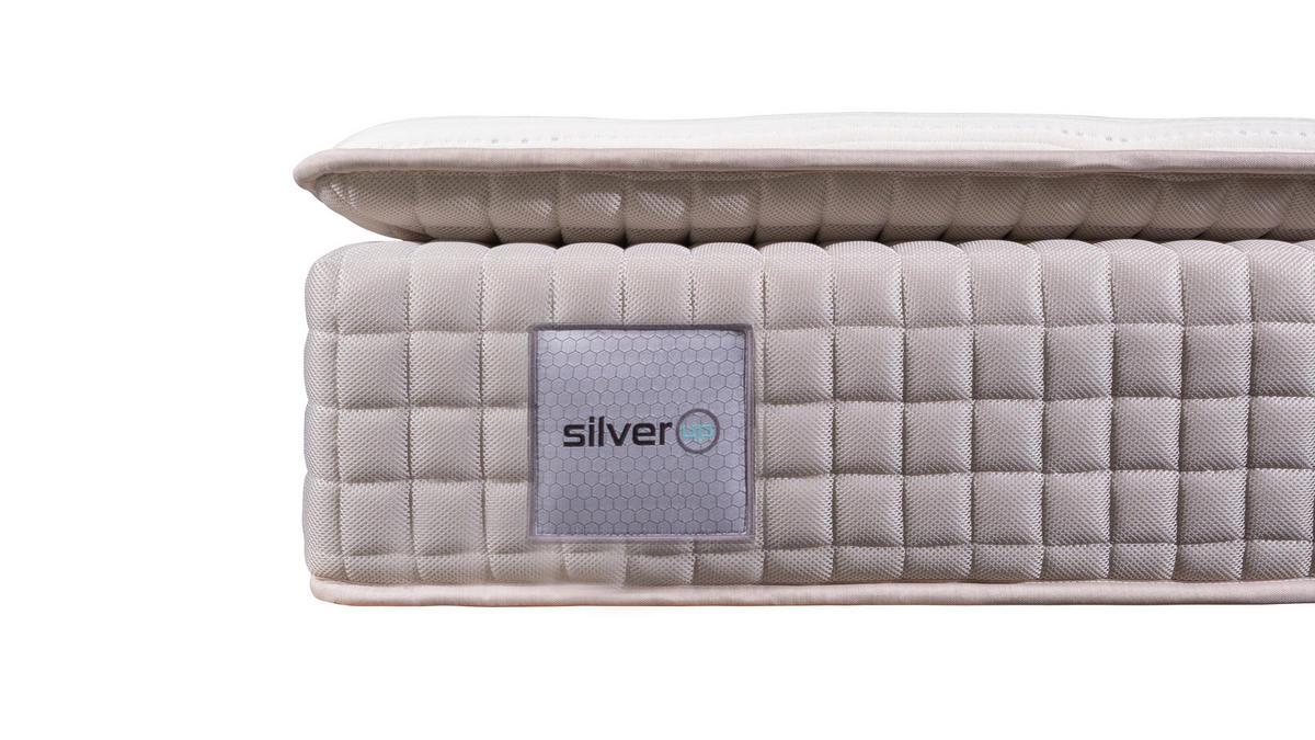 TASCHENFEDERKERNMATRATZE SILVER-UP PILLOW TOP 180/200 cm Höhe ca. 33 cm 7 -Zonen - Weiß, Basics, Textil (180/200cm) - Livetastic