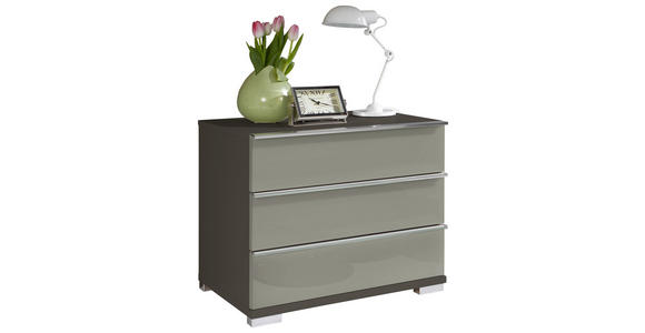 NACHTSCHRANK 60/53/42 cm  - Chromfarben/Dunkelgrau, Basics, Glas/Holzwerkstoff (60/53/42cm) - Venda