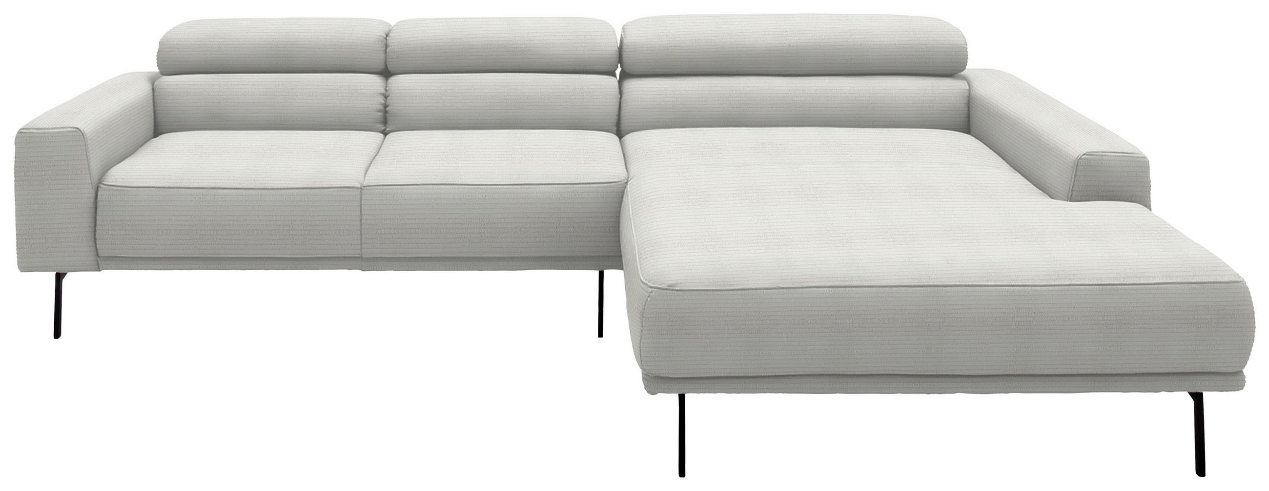 ECKSOFA Cord Weiss  - Weiss/Schwarz, Design, Textil/Metall (293/215-217cm) - Schöner Wohnen