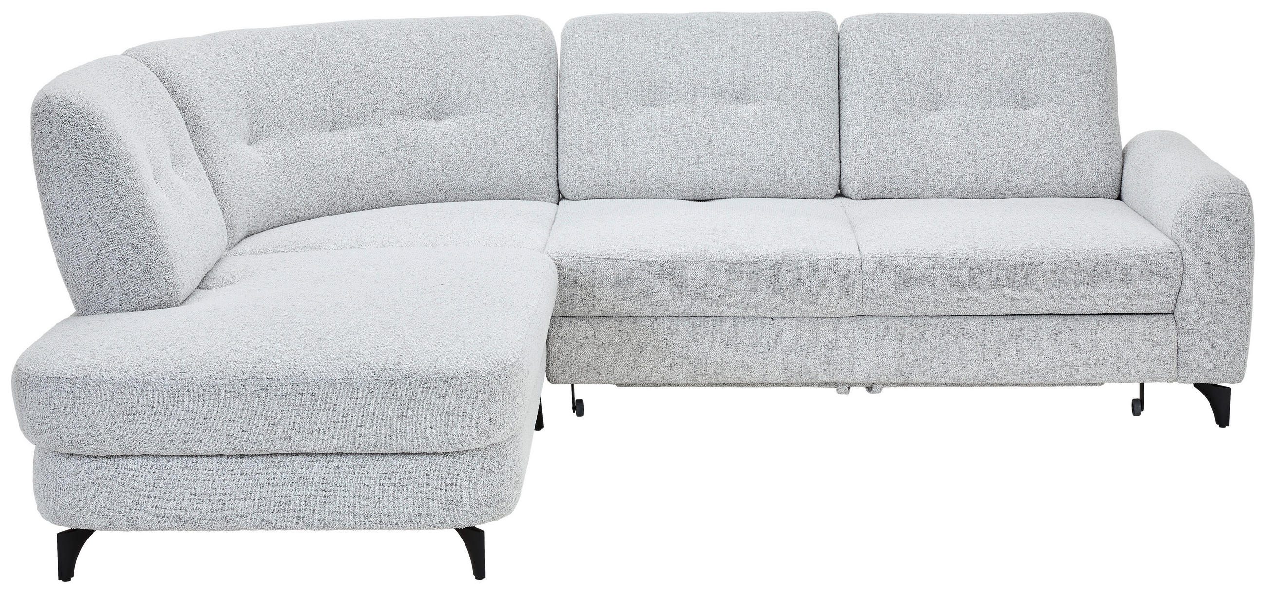 Ecksofa mit Sitztiefenfunktion Hellgrau Webstoff  - Hellgrau/Schwarz, MODERN, Textil/Metall (236/280cm) - Valnatura