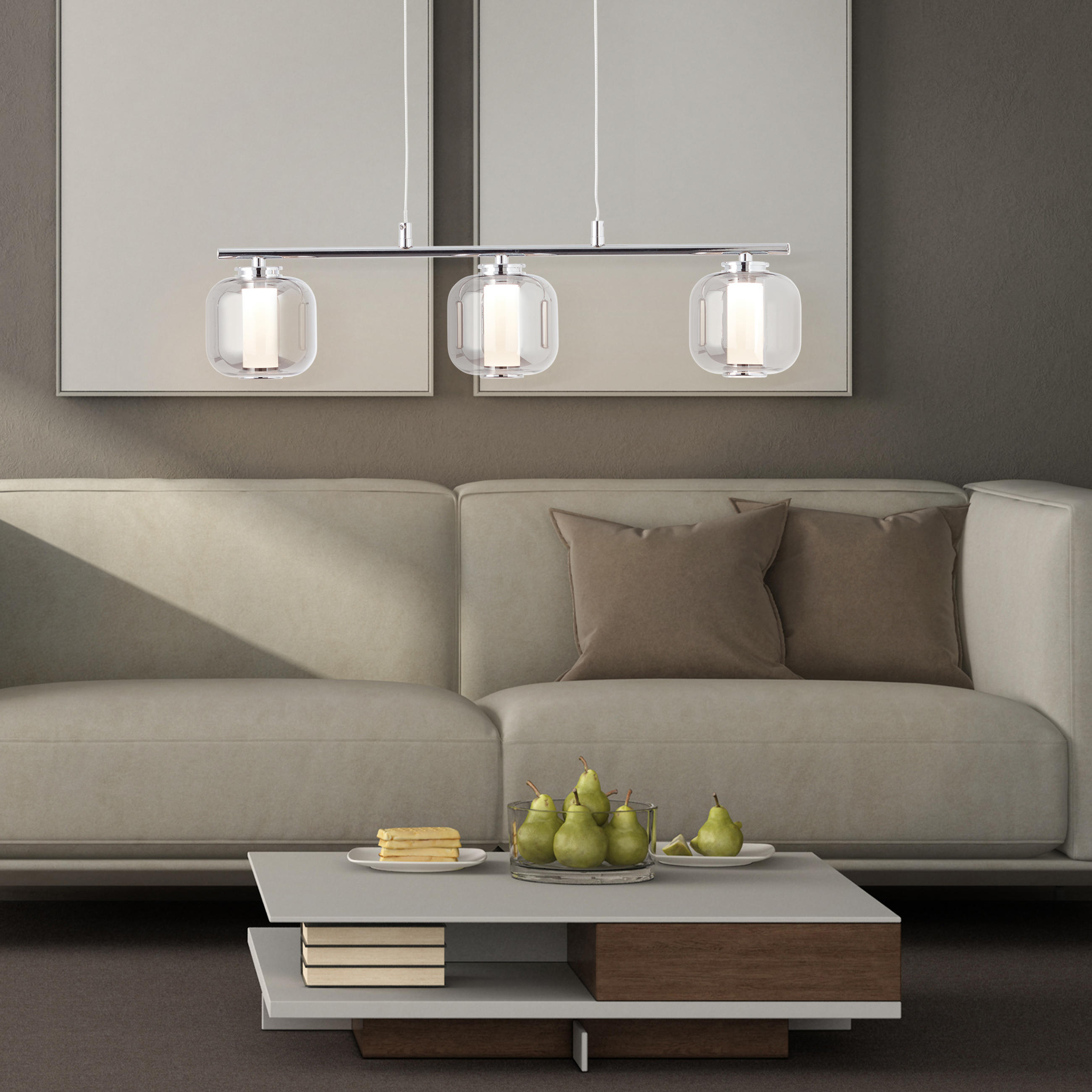 LED-HÄNGELEUCHTE 56,5/11/131 cm  - Chromfarben/Grau, Design, Glas/Kunststoff (56,5/11/131cm) - Brilliant