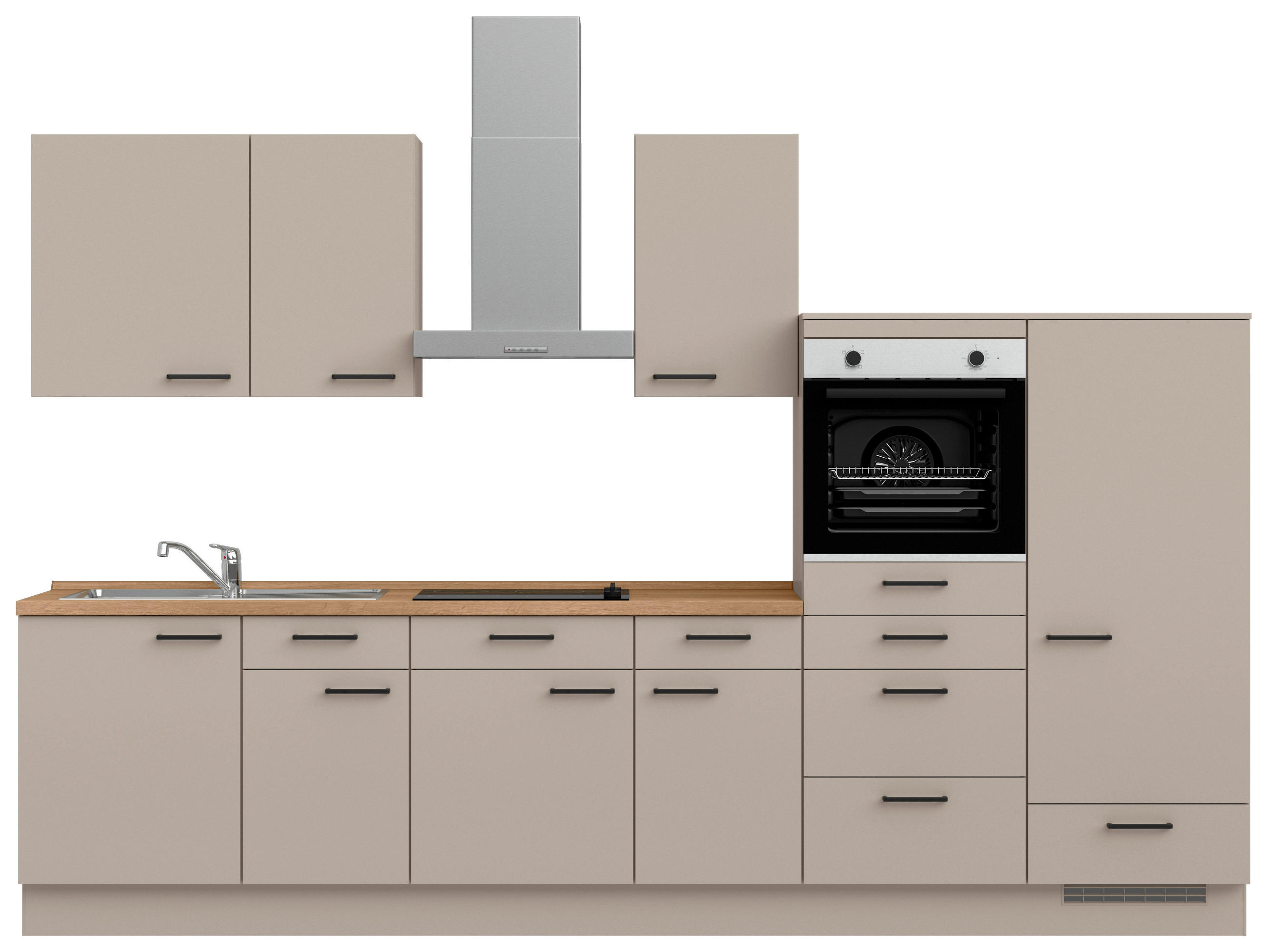 KÜCHENBLOCK Easytouch 330 cm  in Eichefarben, Sandfarben  - Sandfarben/Eichefarben, MODERN, Holzwerkstoff/Metall (330cm) - Nobilia
