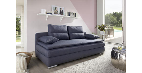 SCHLAFSOFA in Webstoff Blau, Grau  - Blau/Silberfarben, KONVENTIONELL, Kunststoff/Textil (207/94/90cm) - Venda