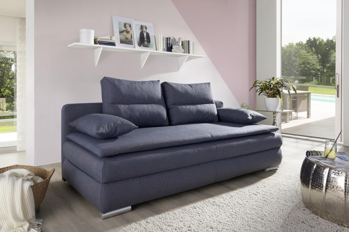 KANAPÉÁGY kék, szürke  - ezüst/kék, Konventionell, műanyag/textil (207/94/90cm) - Venda