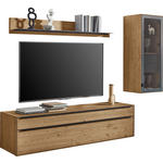 WOHNWAND  in Anthrazit, Kastanienfarben  244/190/47,1 cm  - Kastanienfarben/Anthrazit, Natur, Glas/Holz (244/190/47,1cm) - Valnatura