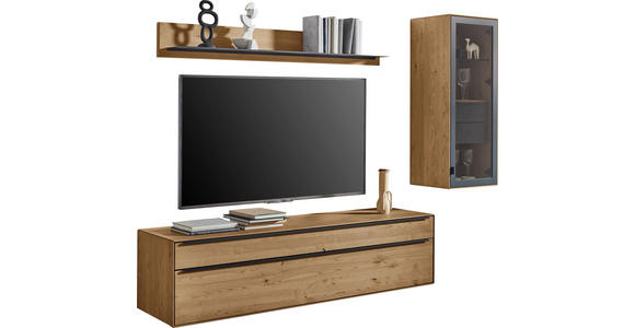 WOHNWAND  in Anthrazit, Kastanienfarben  244/190/47,1 cm  - Kastanienfarben/Anthrazit, Natur, Glas/Holz (244/190/47,1cm) - Valnatura