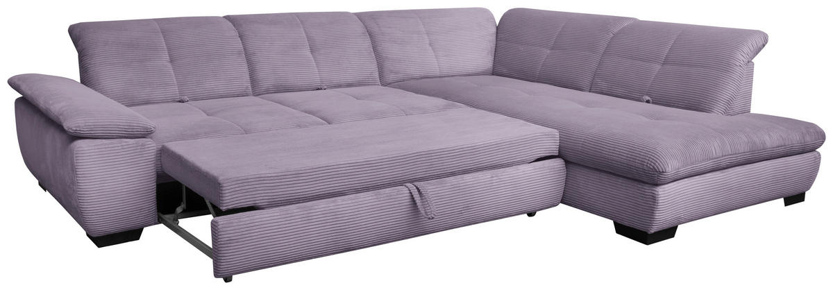 ECKSOFA in Cord Lila  - Lila/Schwarz, Design, Textil/Metall (313/242cm) - Xora