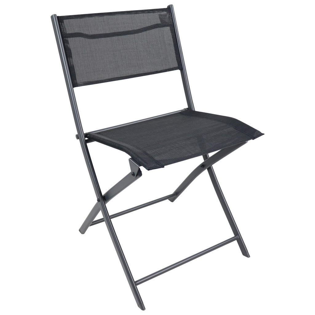 Thumbnail - Ambia Garden Gartenstuhl-Set, Schwarz, Metall, Textil, 45x79x46 cm, abwischbar, regenabweisend, UV-beständig, klappbar, ...