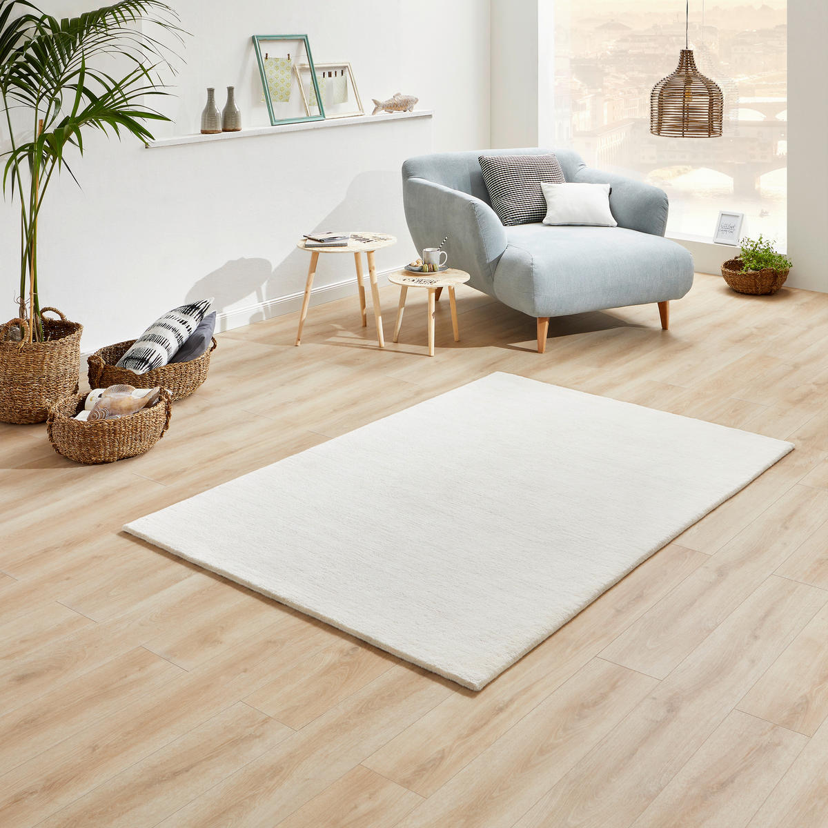 WOLLTEPPICH 70/140 cm Madi Khola Weiß rechteckig  - Weiß, Basics, Textil (70/140cm) - Cazaris