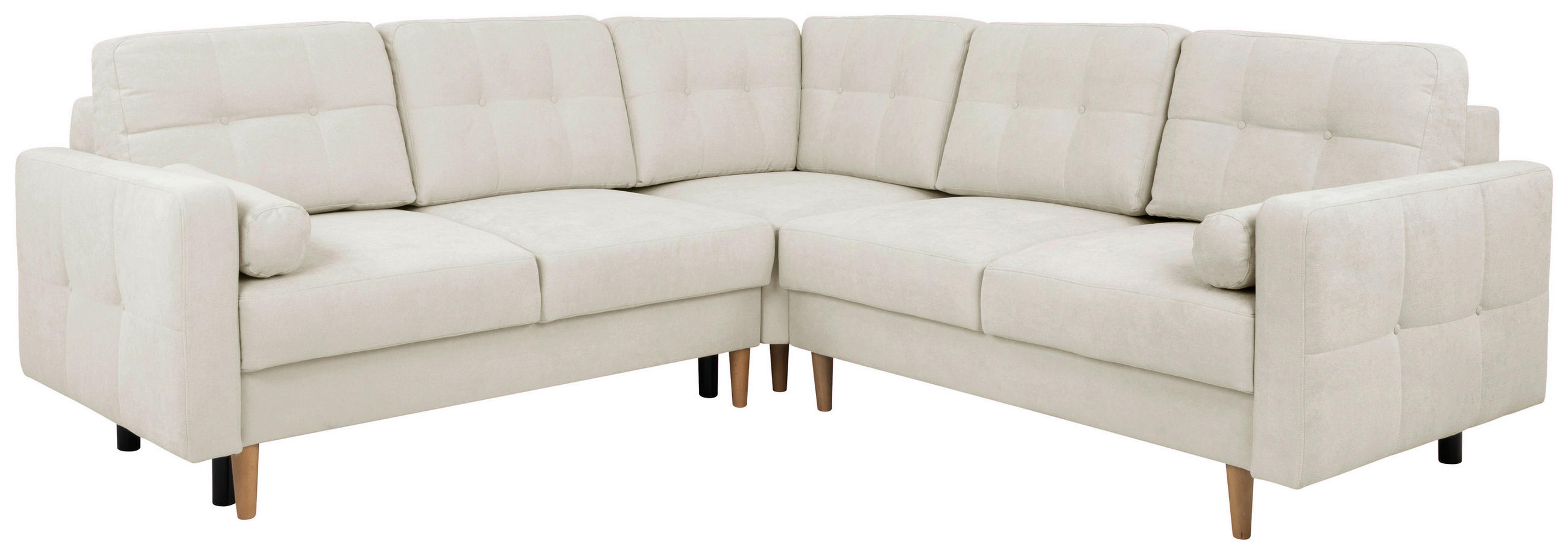 ECKSOFA in Beige  - Beige/Buchefarben, Design, Holz/Textil (242/242cm) - MID.YOU