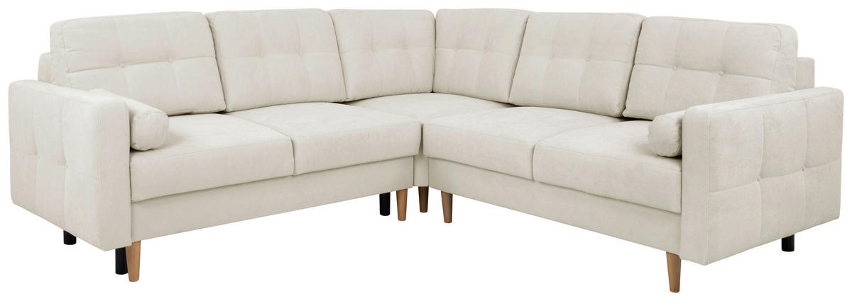 ECKSOFA in Beige  - Beige/Buchefarben, Design, Holz/Textil (242/242cm) - MID.YOU
