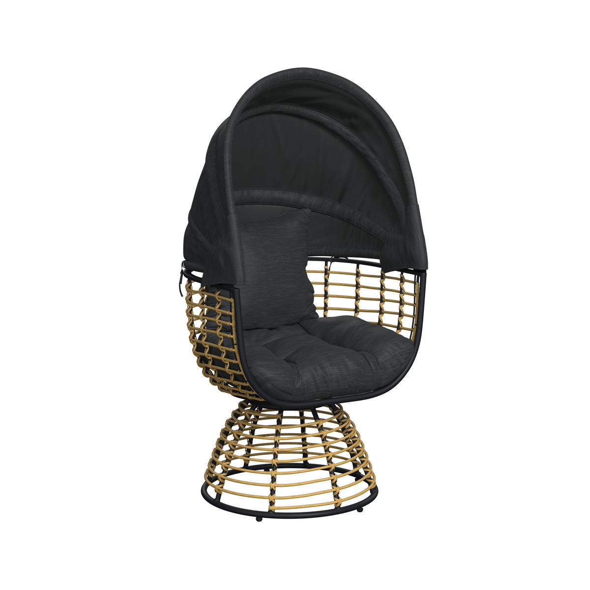 GARTENMUSCHEL 80,5/73/160 cm Stahl  - Schwarz/Naturfarben, Basics, Kunststoff/Textil (80,5/73/160cm) - Ambia Garden