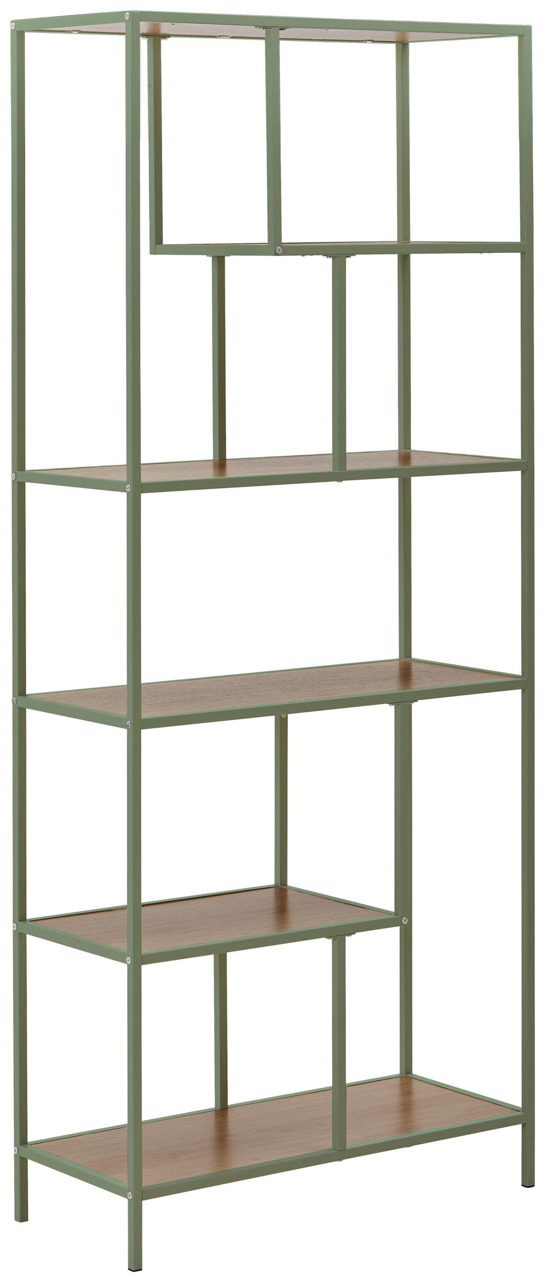 REGAL  77/185/33 cm Grün, Eichefarben  - Kaschmir/Eichefarben, Basics, Holzwerkstoff/Metall (77/185/33cm) - Xora