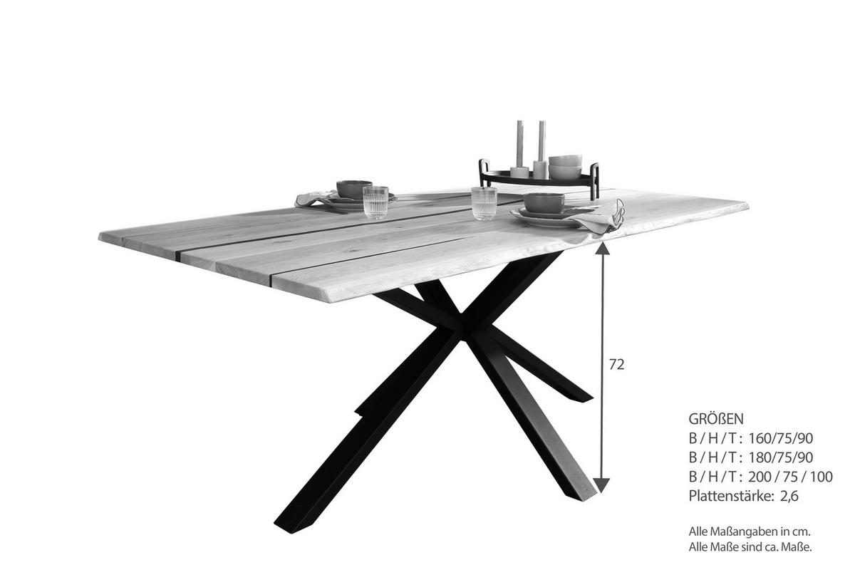 STOL ZA BLAGOVAONICU  smeđa  drvo      - smeđa/crna, Natur, drvo/metal (180/90/75cm) - Livetastic