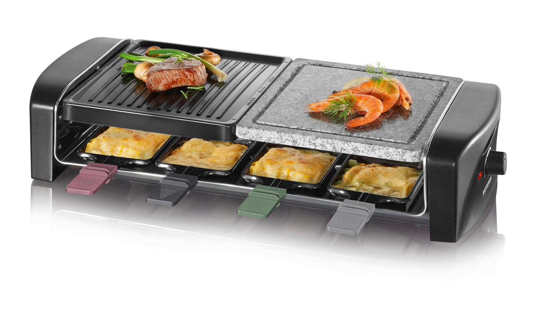 RACLETTE-GRILL SEVERIN RG 9645  - Schwarz, KONVENTIONELL, Kunststoff/Stein (54/11,5/38cm) - Severin