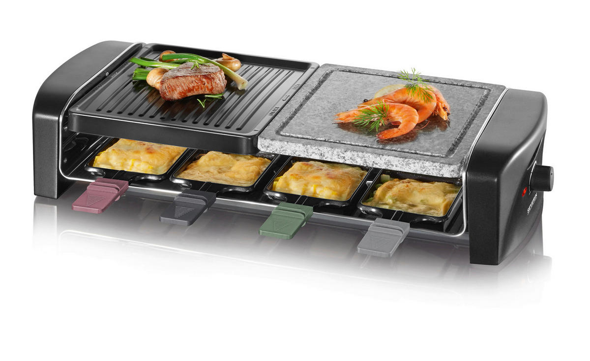 RACLETTE-GRILL SEVERIN RG 9645  - Schwarz, KONVENTIONELL, Kunststoff/Stein (54/11,5/38cm) - Severin