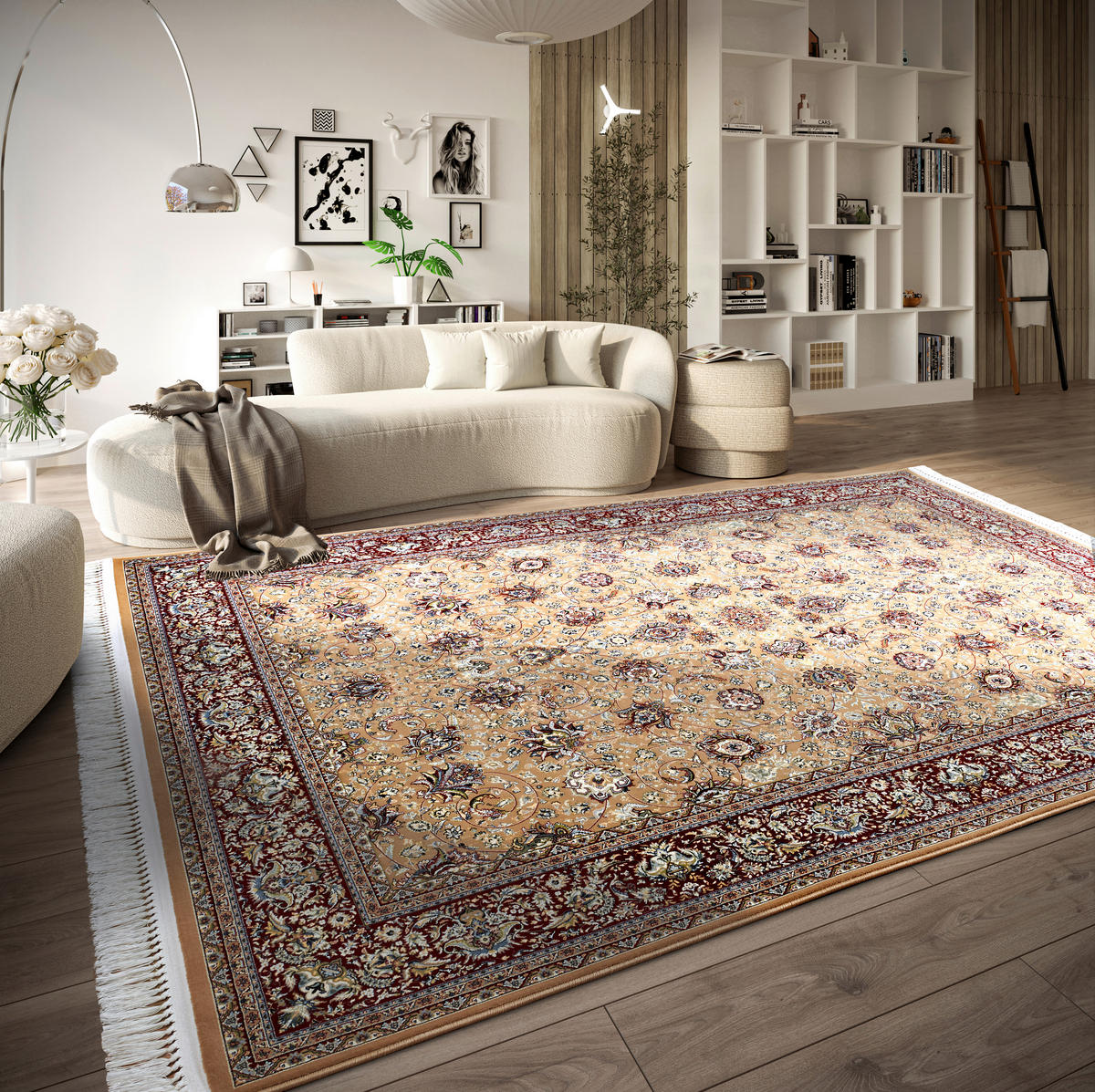 FLACHWEBETEPPICH 128/190 cm Kollektion 1870 Bordeaux, Beige  - Bordeaux/Beige, Design, Kunststoff/Textil (128/190cm) - Villeroy & Boch