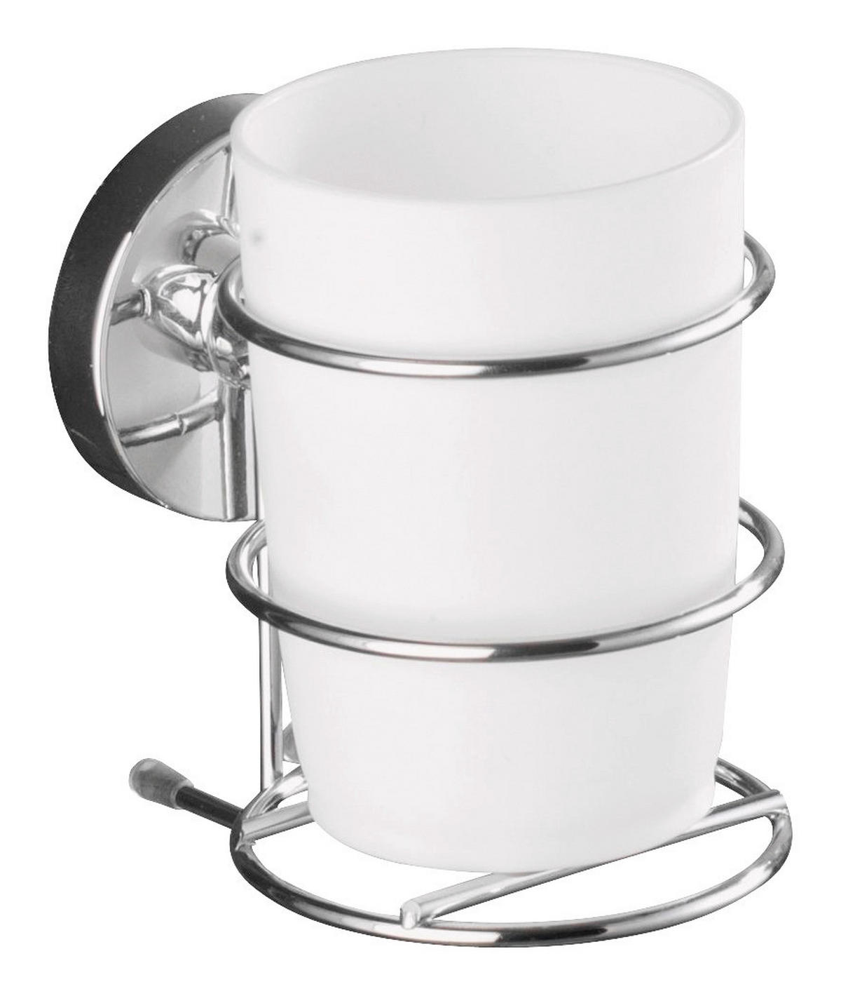 FOGKEFETARTÓ POHÁR fém, műanyag  - króm/fehér, Basics, műanyag/fém (7,5/11,5/9,5cm) - Wenko