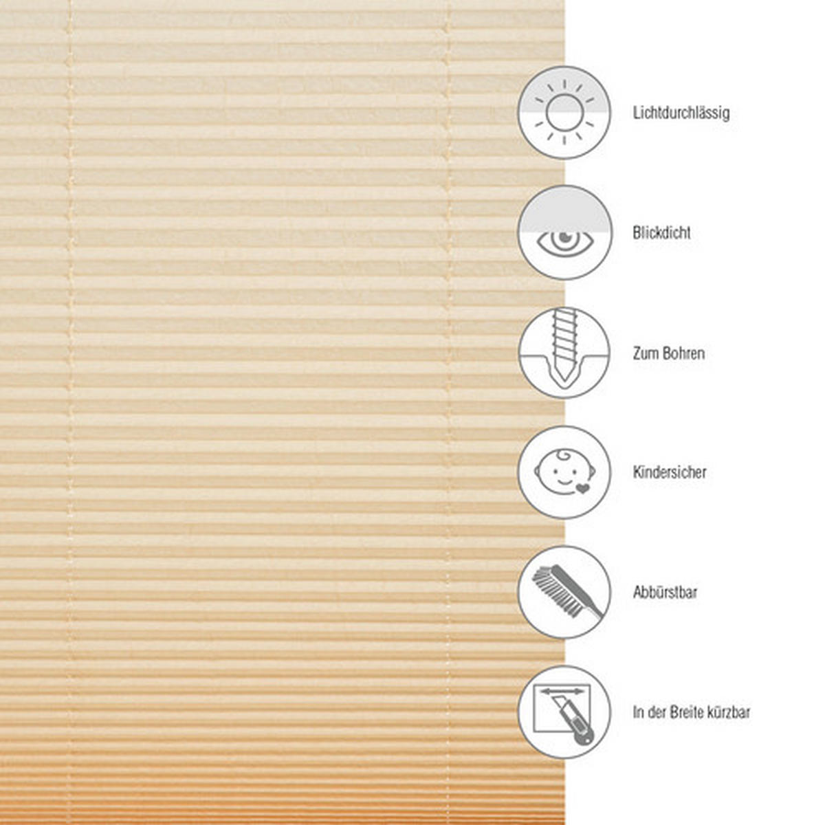 PLISSEE  blickdicht  80/130 cm    - Beige, Basics, Textil (80/130cm) - Schöner Wohnen