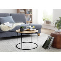 SOFFBORD i trä 60/60/43 cm  - svart/akaciefärgad, Modern, metall/trä (60/60/43cm) - MID.YOU